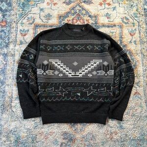 Vintage Patterned Abstract Pullover Sweater Small